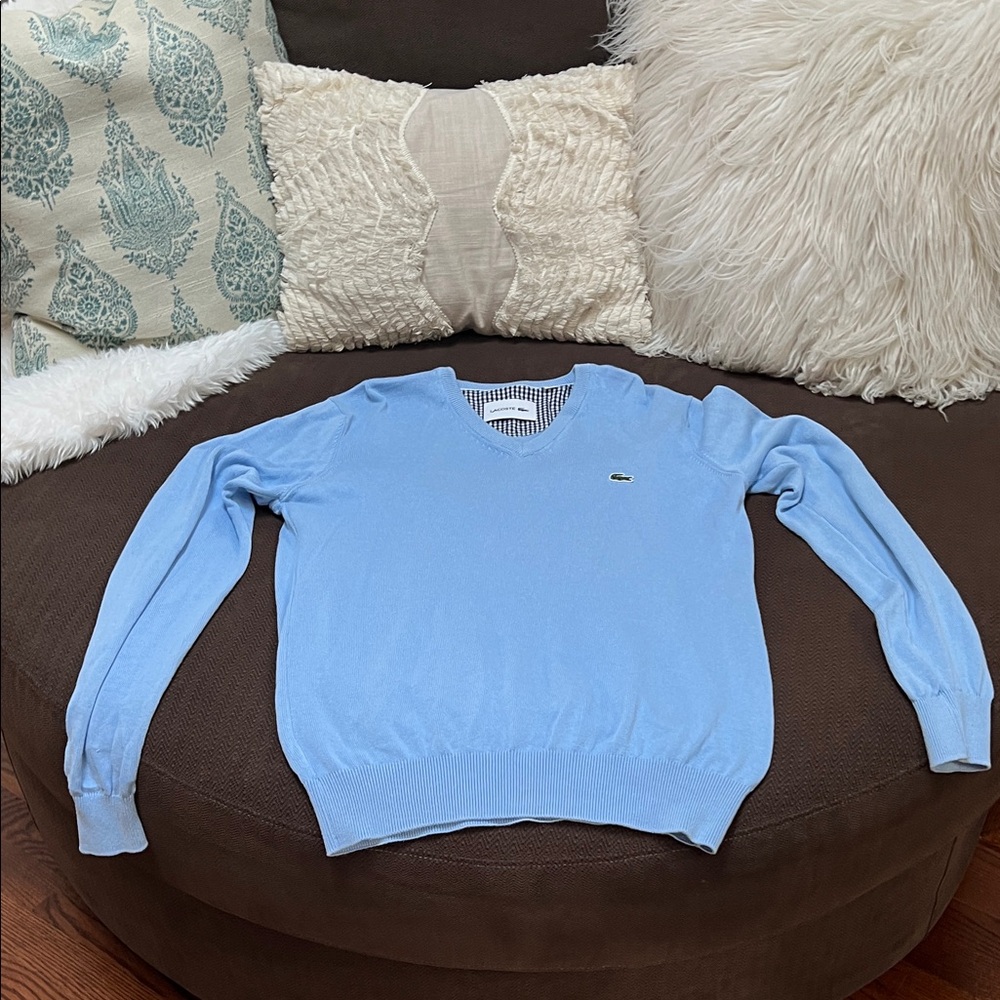 Lacoste Men's Light Blue V-Neck Sweater